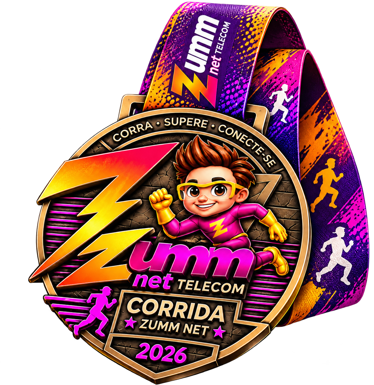 Medalha oficial da Corrida Beneficente da Zumm Net 2026